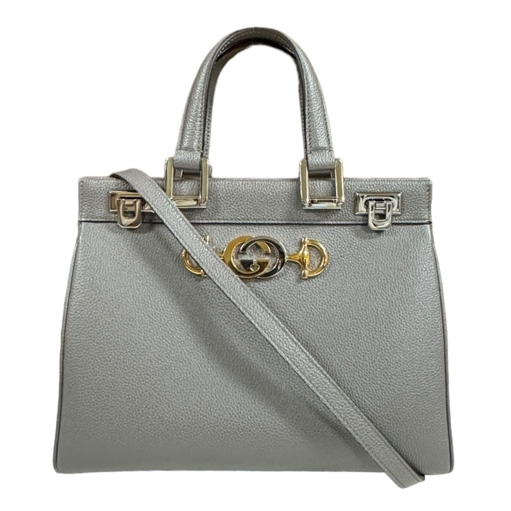 Gucci Zumi Shoulder Bag Leather Gray